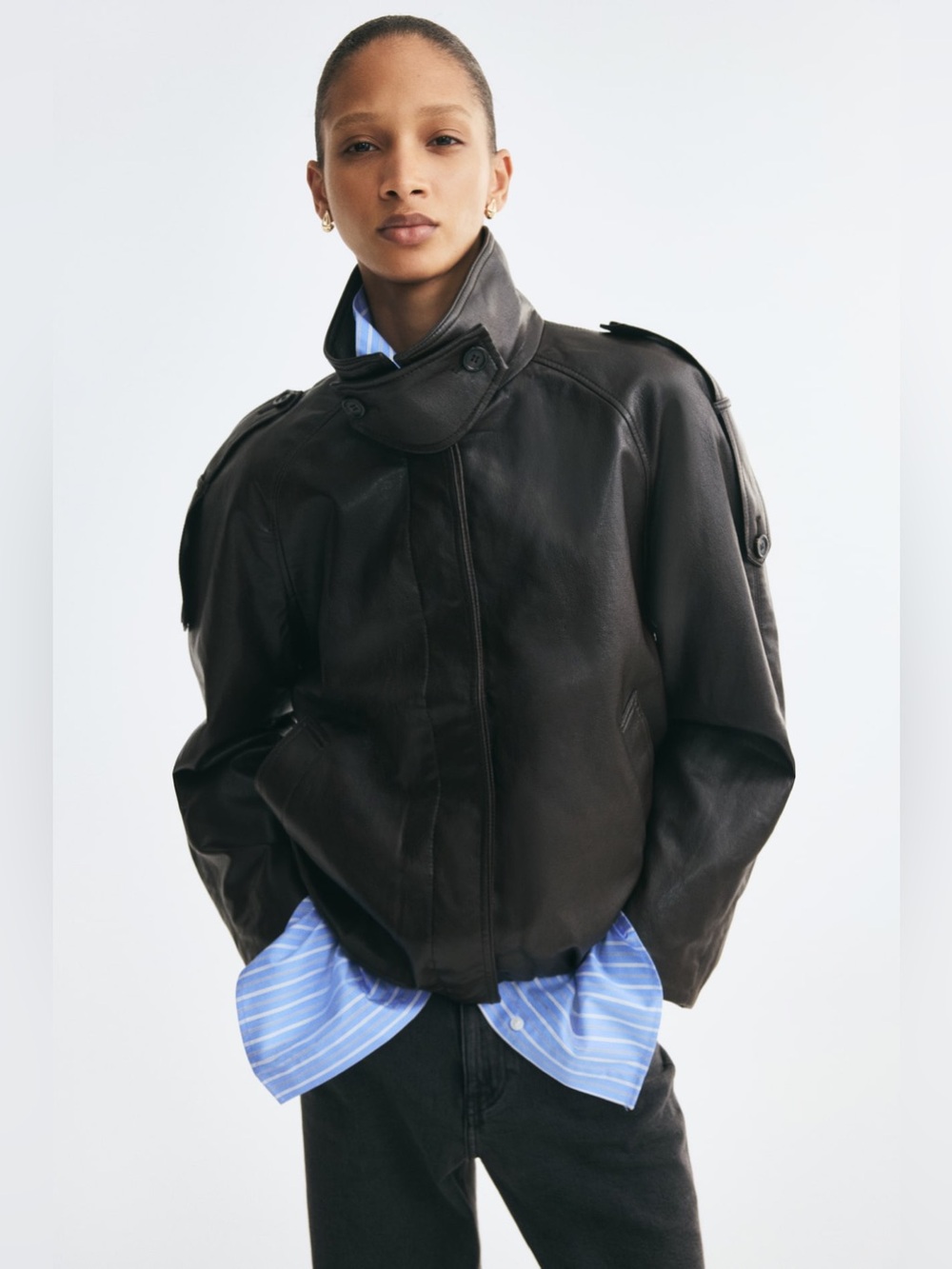 H&M OVERSIZED COATED JACKET women